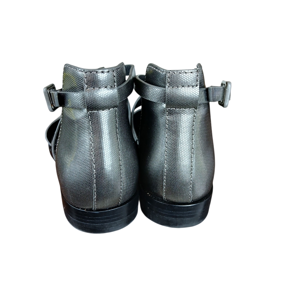 Alexander Wang Metallic Silver Cut Out Booties Sandal Gray Leather Size 6.5/37 - Picture 8 of 13